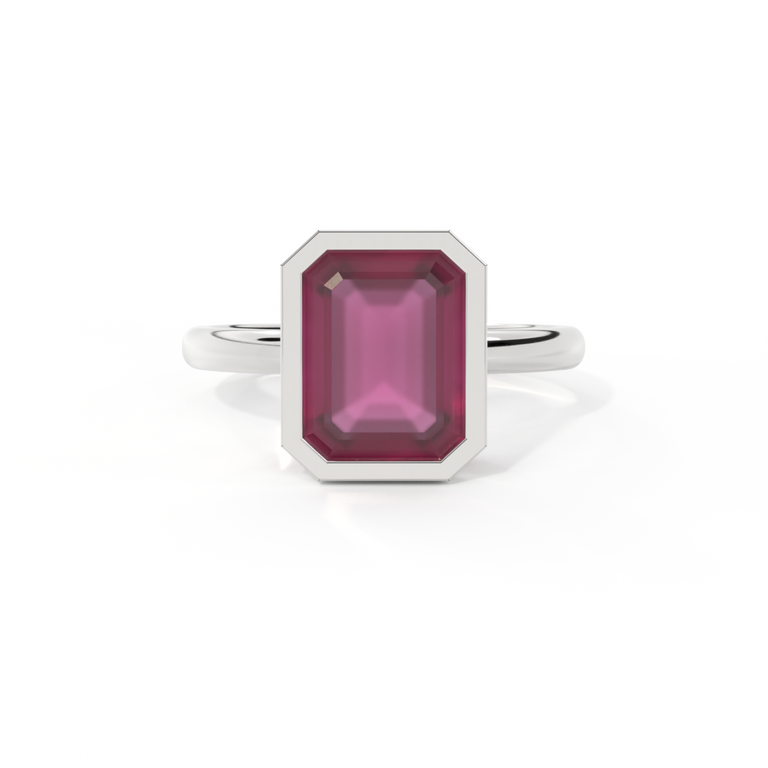 Bezel Emerald Ruby Platinum Ring
