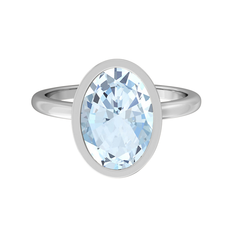 Bezel Oval Aquamarine Platinum Ring