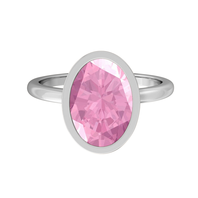 Bezel Oval Pink Sapphire Platinum Ring