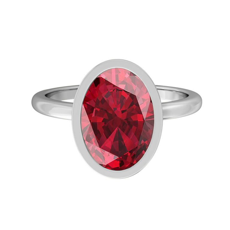 Bezel Oval Ruby Platinum Ring