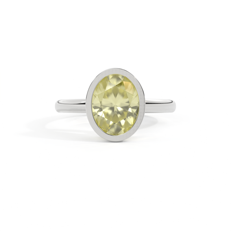 Bezel Oval Yellow Sapphire Platinum Ring