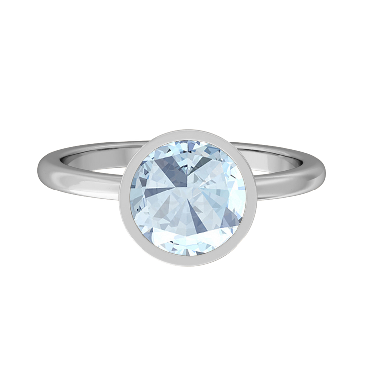 Bezel Round Aquamarine Platinum Ring