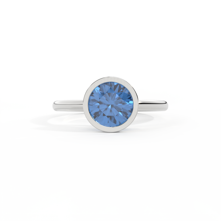 Bezel Round Blue Sapphire Platinum Ring