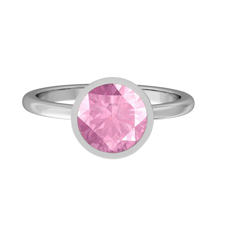 Bezel Round Pink Sapphire Platinum Ring