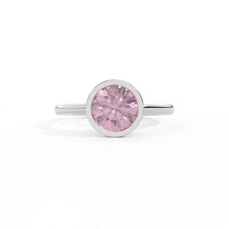 Bezel Round Pink Sapphire Platinum Ring