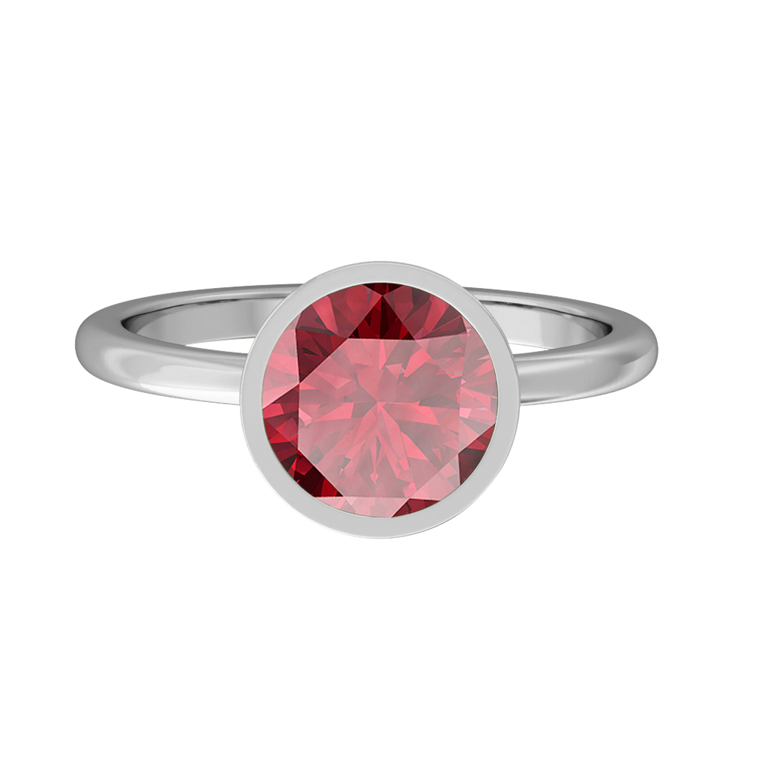 Bezel Round Ruby Platinum Ring