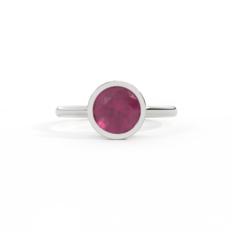 Bezel Round Ruby Platinum Ring