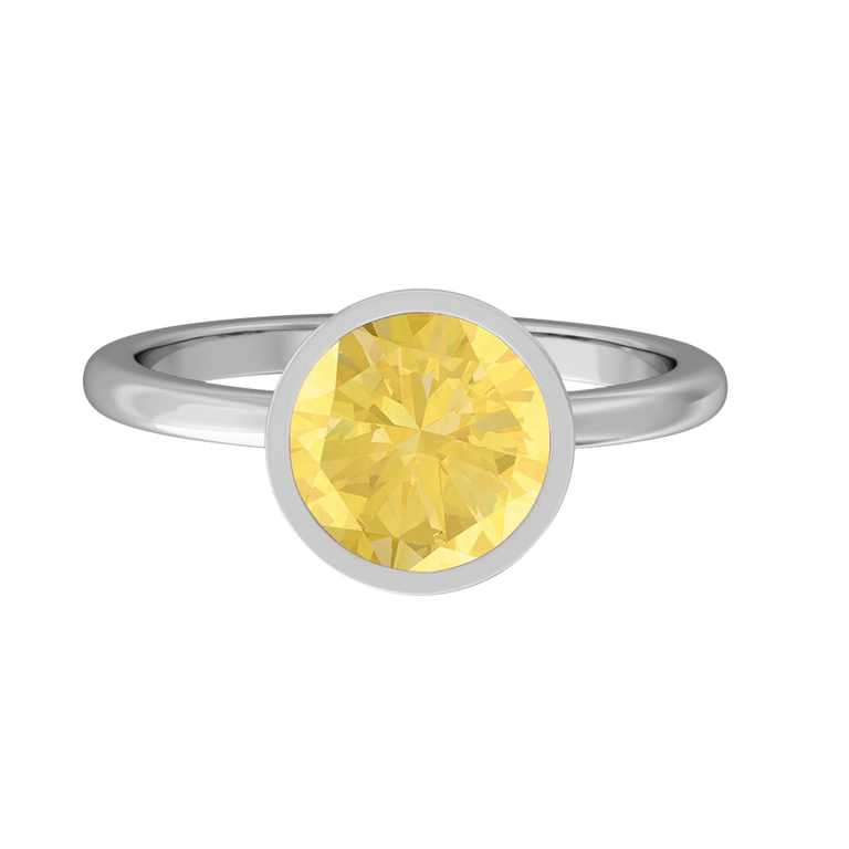 Bezel Round Yellow Sapphire Platinum Ring