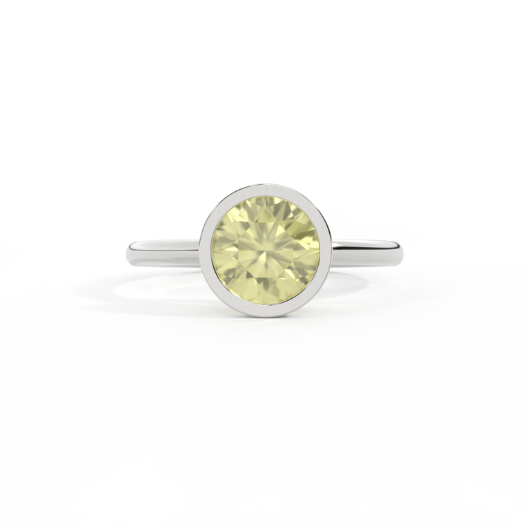 Bezel Round Yellow Sapphire Platinum Ring