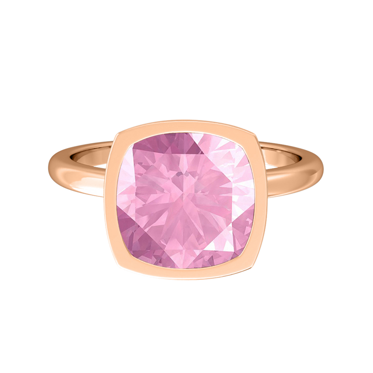 Bezel Cushion Pink Sapphire 18K Rose Gold Ring