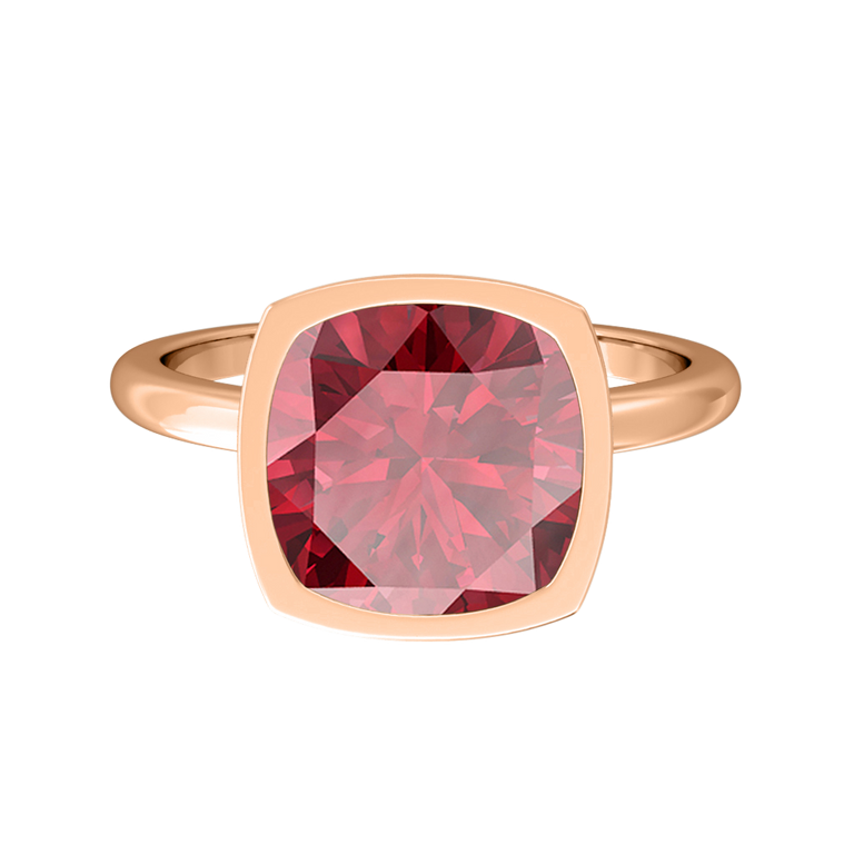 Bezel Cushion Ruby 18K Rose Gold Ring