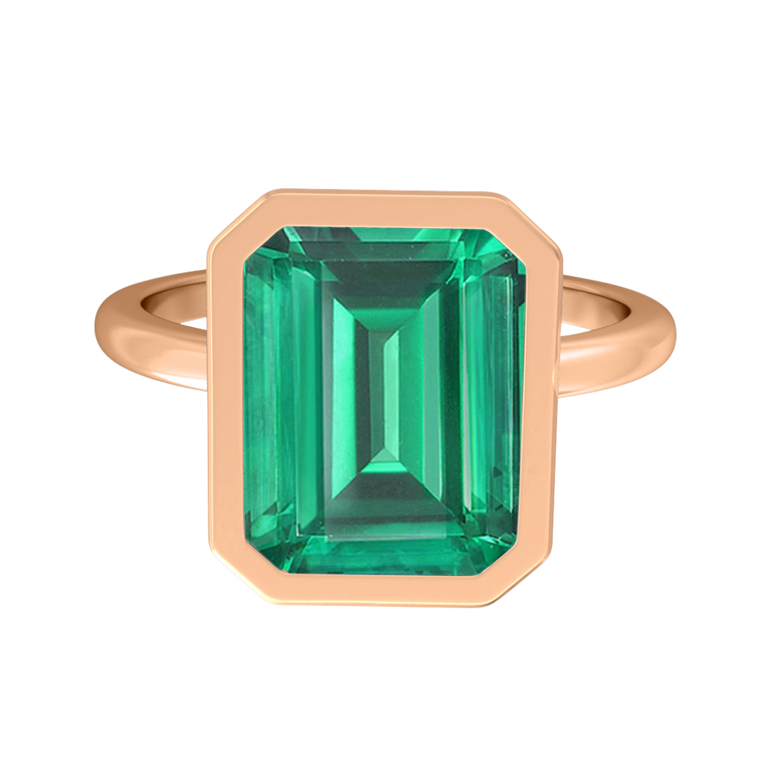 Bezel Emerald Emerald 18K Rose Gold Ring