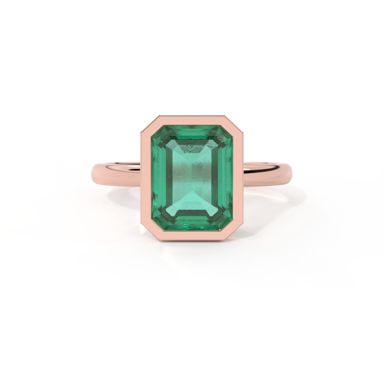 Bezel Emerald Emerald 18K Rose Gold Ring
