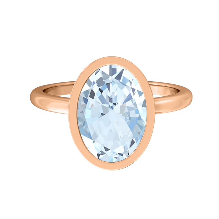 Bezel Oval Aquamarine 18K Rose Gold Ring