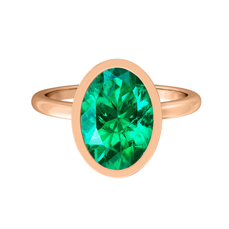 Bezel Oval Emerald 18K Rose Gold Ring