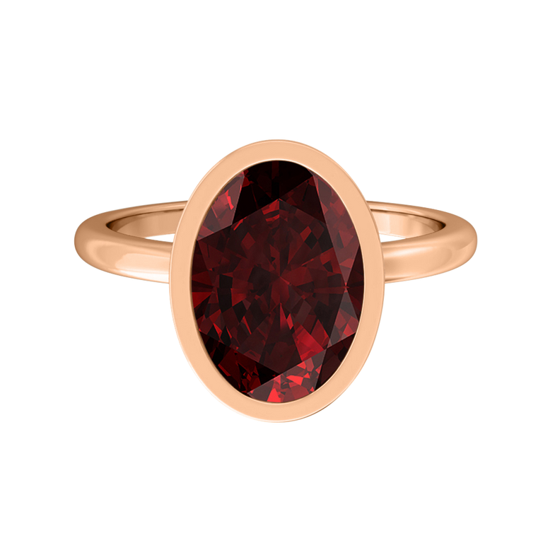 Bezel Oval Garnet 18K Rose Gold Ring