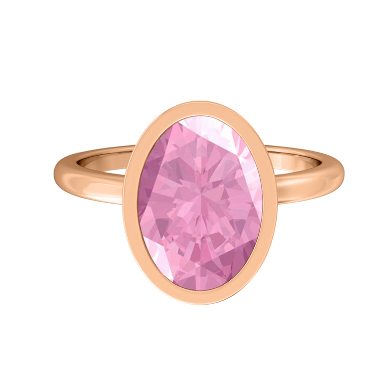 Bezel Oval Pink Sapphire 18K Rose Gold Ring