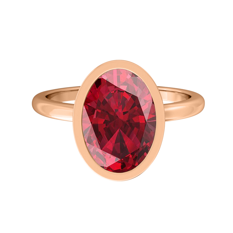 Bezel Oval Ruby 18K Rose Gold Ring