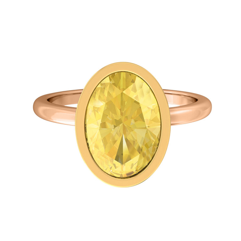 Bezel Oval Yellow Sapphire 18K Rose Gold Ring