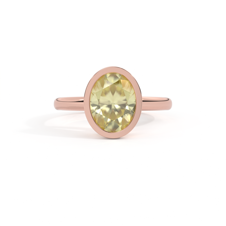Bezel Oval Yellow Sapphire 18K Rose Gold Ring