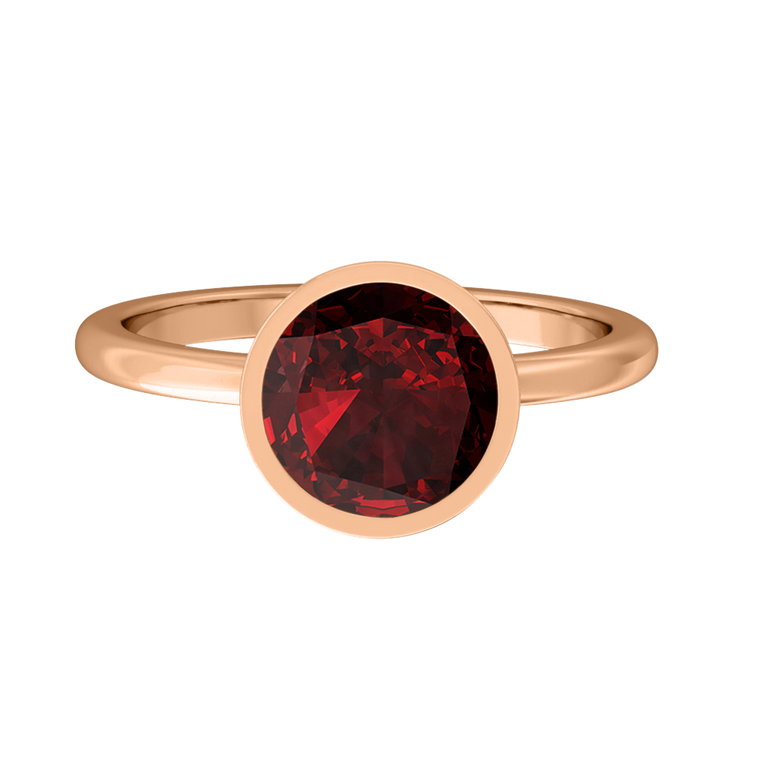 Bezel Round Garnet 18K Rose Gold Ring