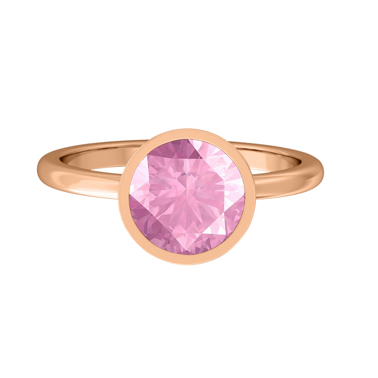 Bezel Round Pink Sapphire 18K Rose Gold Ring