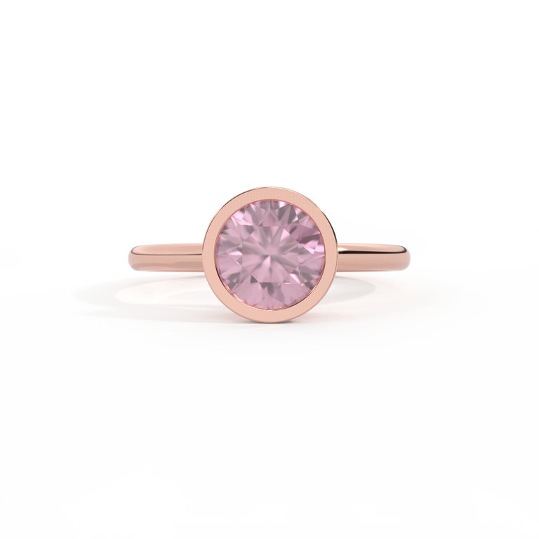 Bezel Round Pink Sapphire 18K Rose Gold Ring