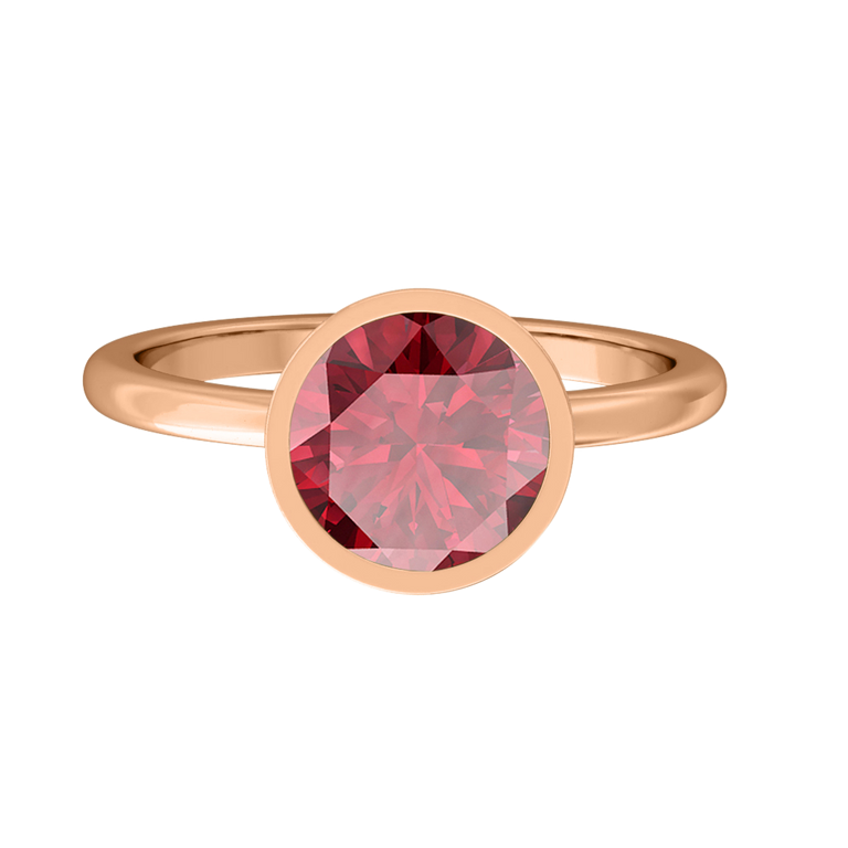 Bezel Round Ruby 18K Rose Gold Ring