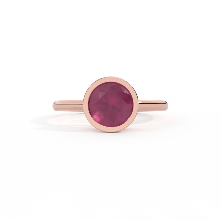 Bezel Round Ruby 18K Rose Gold Ring