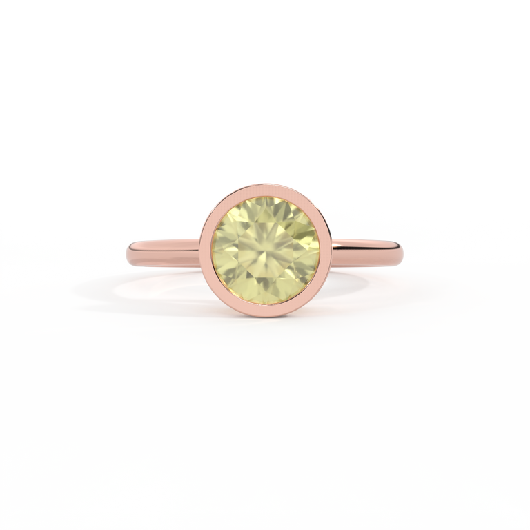 Bezel Round Yellow Sapphire 18K Rose Gold Ring