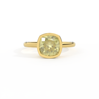 Bezel Cushion Yellow Sapphire 18K Yellow Gold Ring