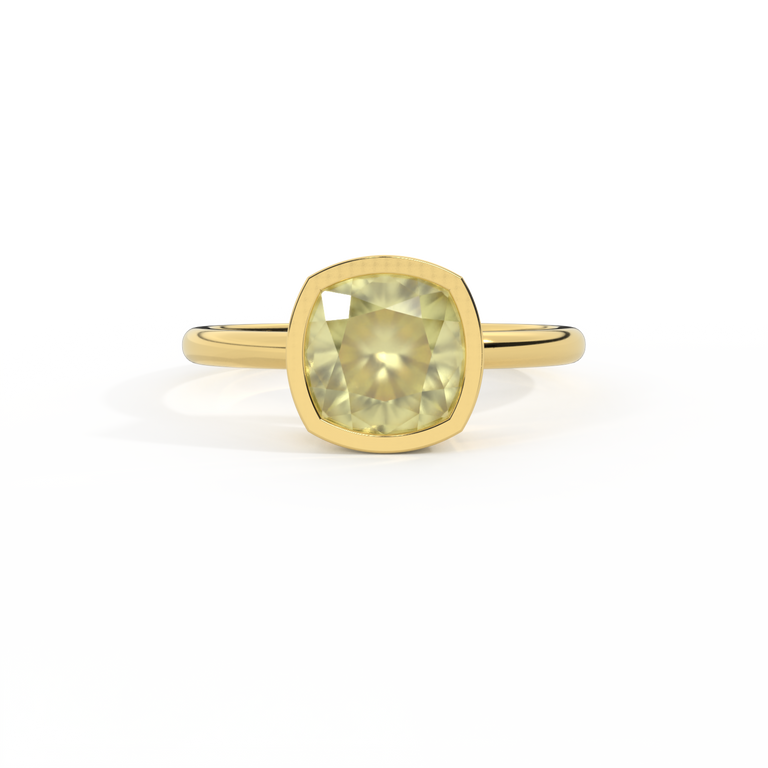 Bezel Cushion Yellow Sapphire 18K Yellow Gold Ring