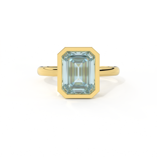 Bezel Emerald Aquamarine 18K Yellow Gold Ring