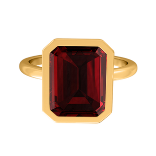 Bezel Emerald Garnet 18K Yellow Gold Ring