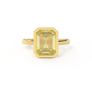 Bezel Emerald Yellow Sapphire 18K Yellow Gold Ring