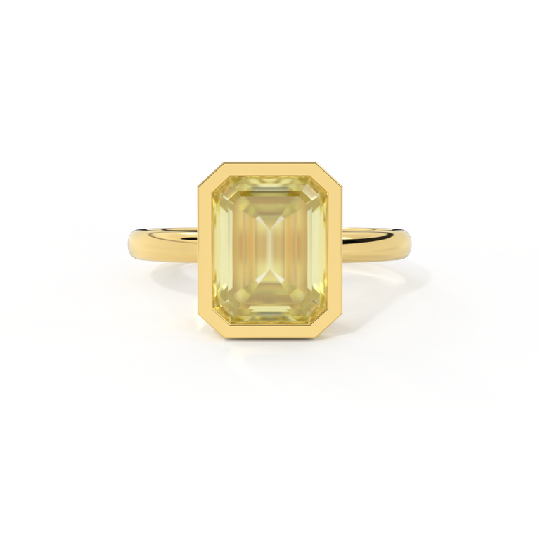 Bezel Emerald Yellow Sapphire 18K Yellow Gold Ring