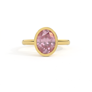 Bezel Oval Pink Sapphire 18K Yellow Gold Ring