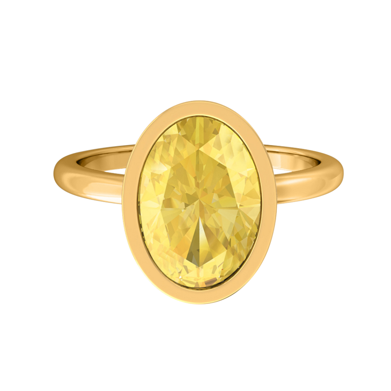 Bezel Oval Yellow Sapphire 18K Yellow Gold Ring