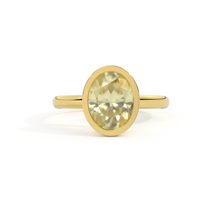Bezel Oval Yellow Sapphire 18K Yellow Gold Ring