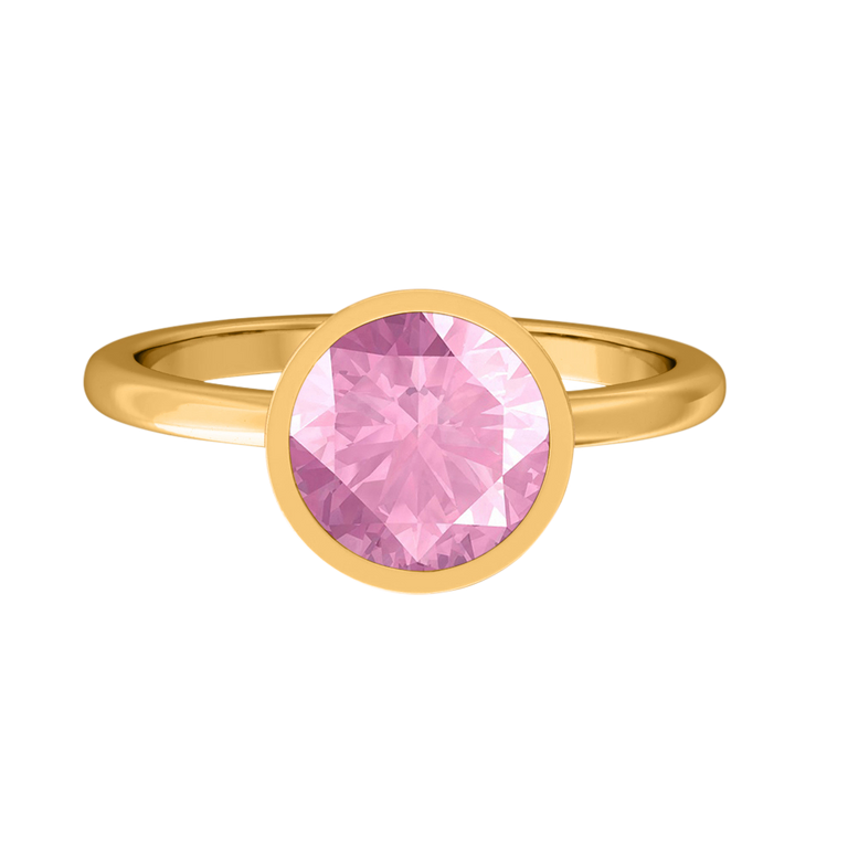 Bezel Round Pink Sapphire 18K Yellow Gold Ring