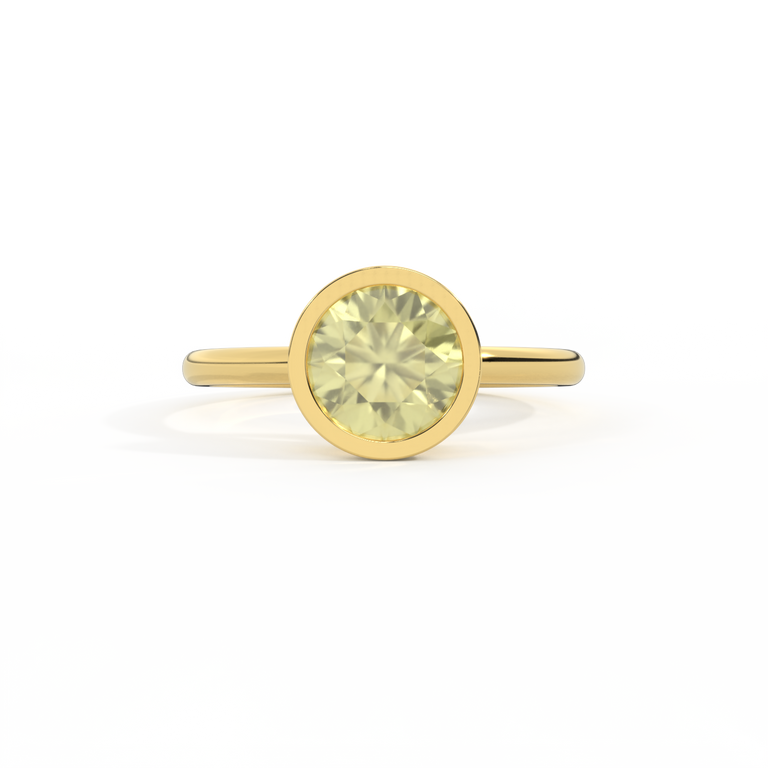 Bezel Round Yellow Sapphire 18K Yellow Gold Ring