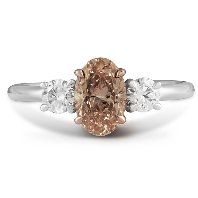 Mayfair Oval Brown Solar Diamond Platinum Ring