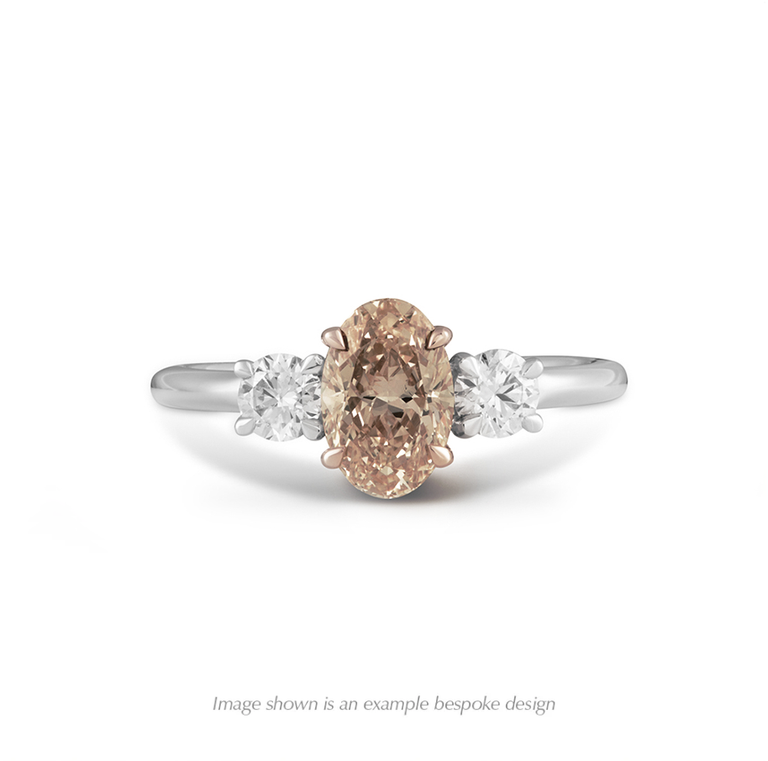 Deco Round Brown Solar Diamond Platinum Ring