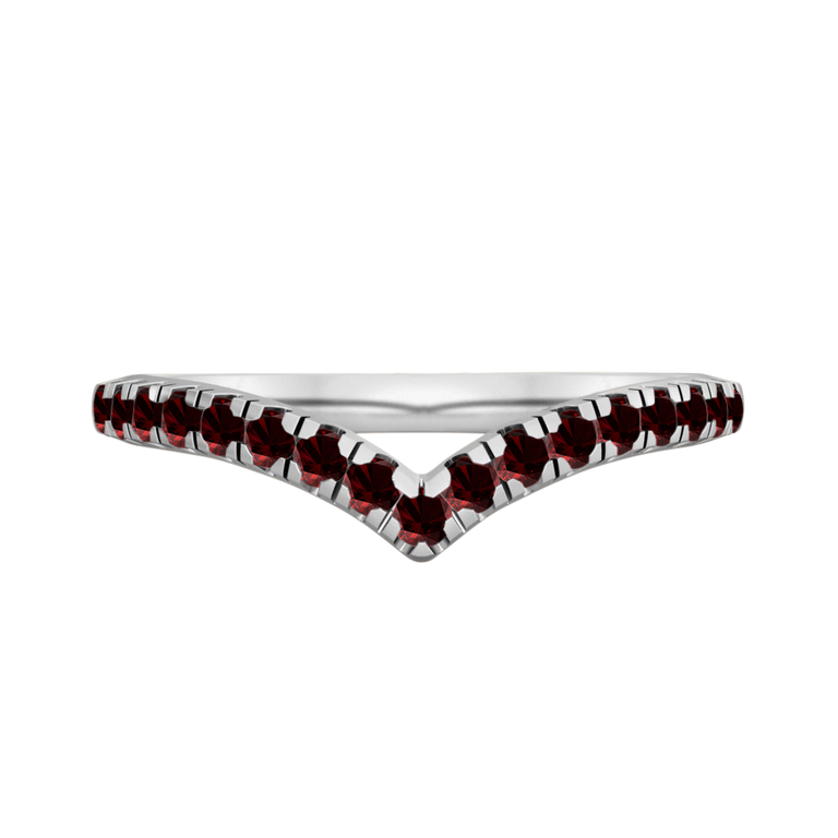 The Chevron Band Garnet Platinum Ring
