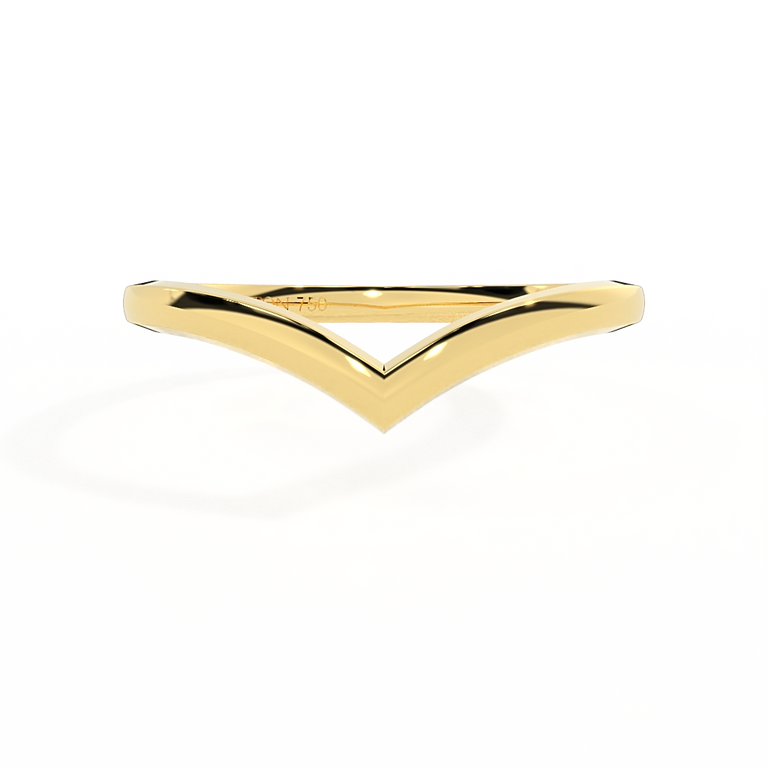 The Chevron, Plain, 18K Yellow Gold Ring
