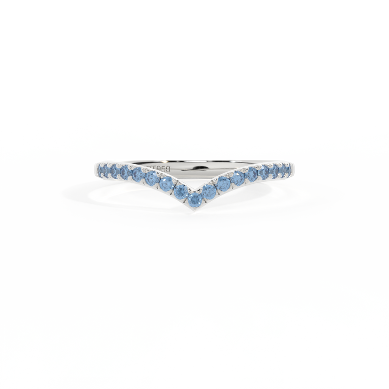 Treasure Box Chevron Band Blue Sapphire Platinum