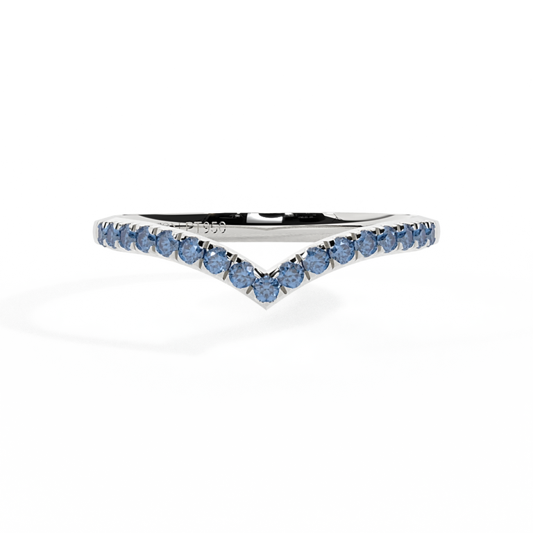 The Chevron, Blue Sapphire, Platinum Ring