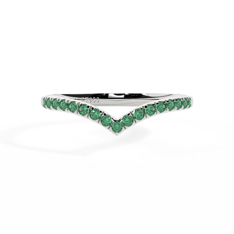 The Chevron, Emerald, Platinum Ring