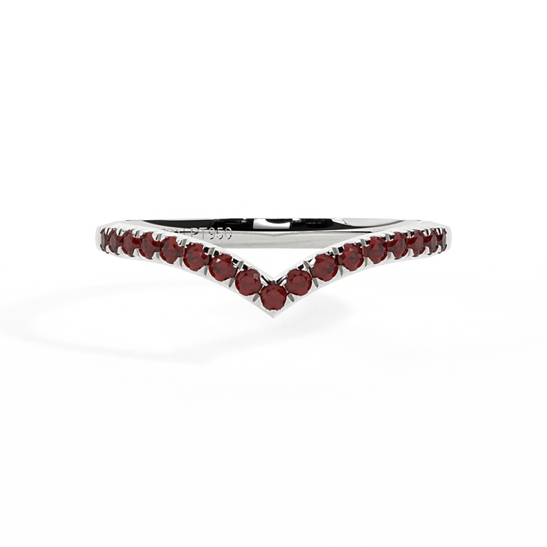 The Chevron Band Garnet Platinum Ring