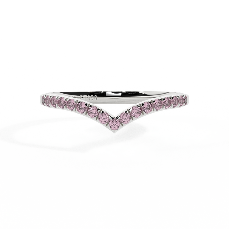 The Chevron, Pink Sapphire, Platinum Ring